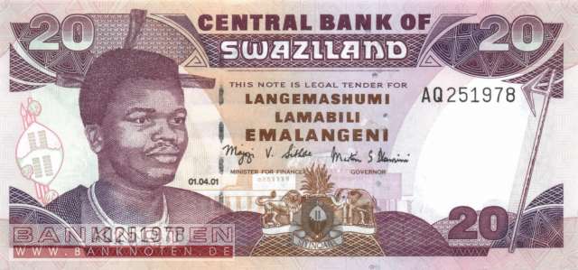 Swaziland - 20 Emalangeni (#030a_UNC)