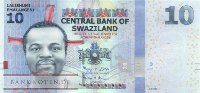Swaziland - 10  Emalangeni (#036a_UNC)