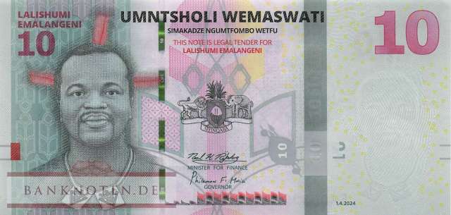 Swaziland - eSwatini - 10  Emalangeni (#044A_UNC)