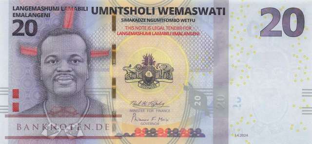 Swaziland - eSwatini - 20  Emalangeni (#044B_UNC)