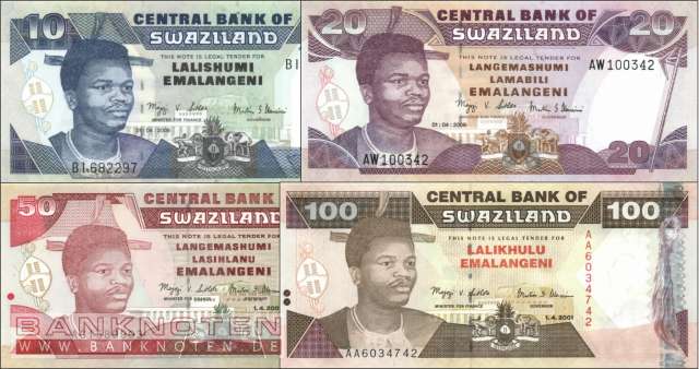 Swaziland: 20 - 100 Emalangeni (4 Banknoten)