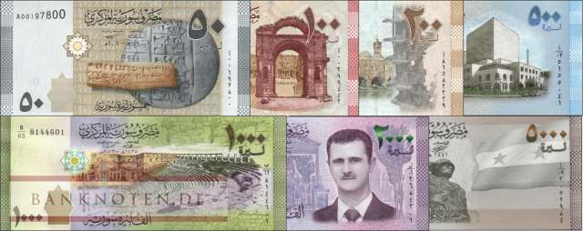 Syrien: 50 - 5.000 Pounds (7 banknotes)