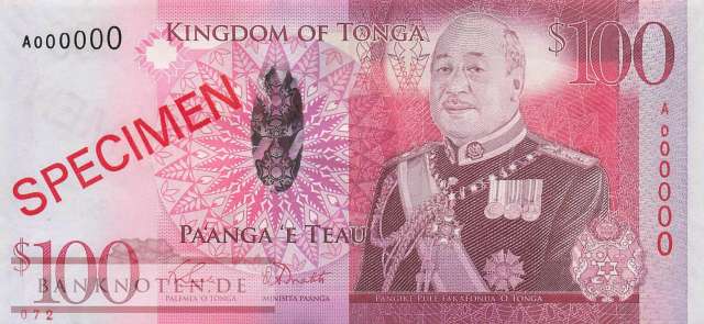Tonga - 100  Pa anga - SPECIMEN (#043S_UNC)