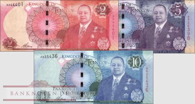 Tonga: 2 - 10 Pa'anga (3 banknotes)