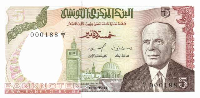 Tunesien - 5  Dinars (#075_UNC)