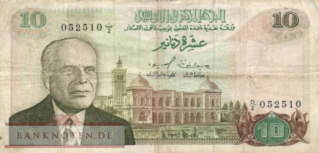 Tunesien - 10  Dinars (#076_F)