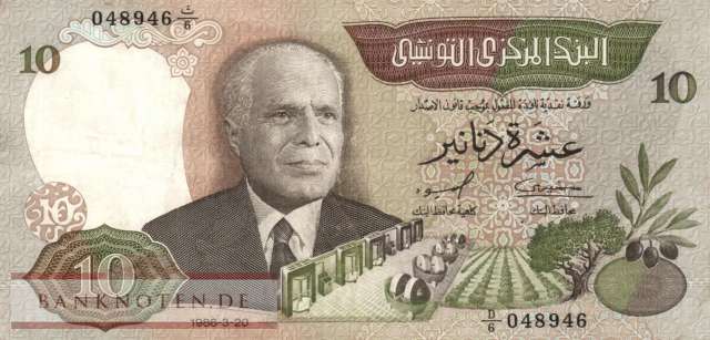 Tunesien - 10  Dinars (#084_VF)