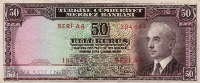 Turkey - 50  Kurus (#133_VF)