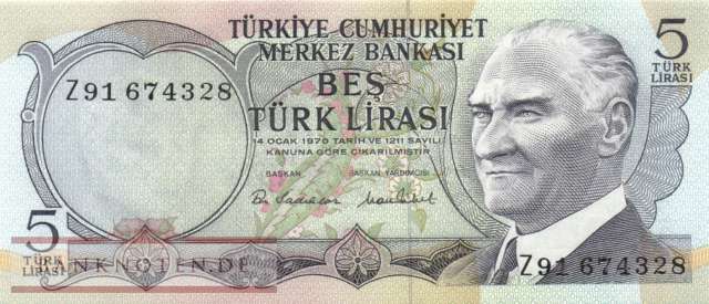 Türkei - 5  Lira - Ersatzbanknote (#185R_UNC)