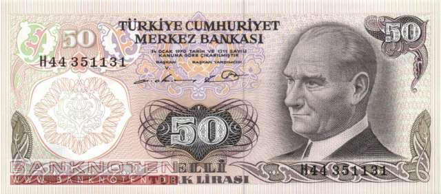 Türkei - 50  Lira (#188-1-1_UNC)