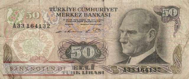 Turkey - 50  Lira (#188-1-1_VG)