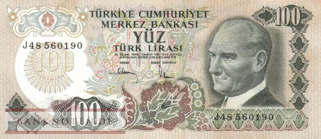Turkey - 100  Lira (#189c_AU)