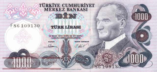 Türkei - 1.000  Lira (#191-3-2_UNC)