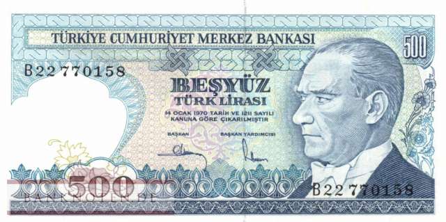 Turkey - 500  Lira (#195-1_UNC)