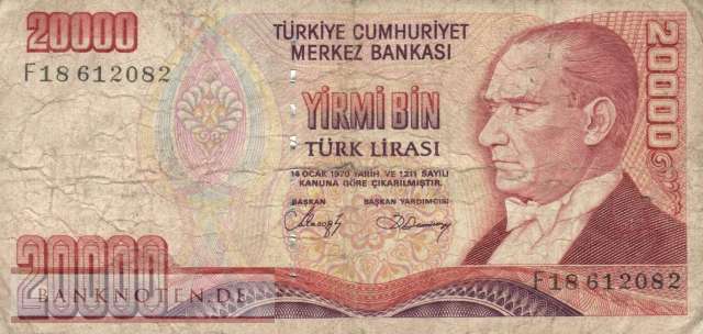 Türkei - 20.000  Lira (#201b_F)