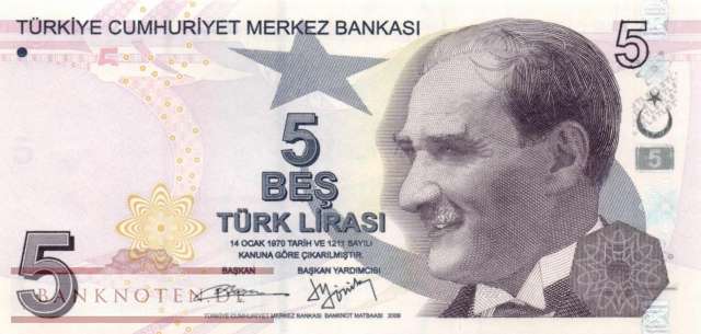 Turkey - 5  Lira (#222b_UNC)