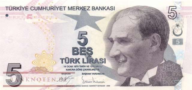Türkei - 5  Lira (#222c_UNC)