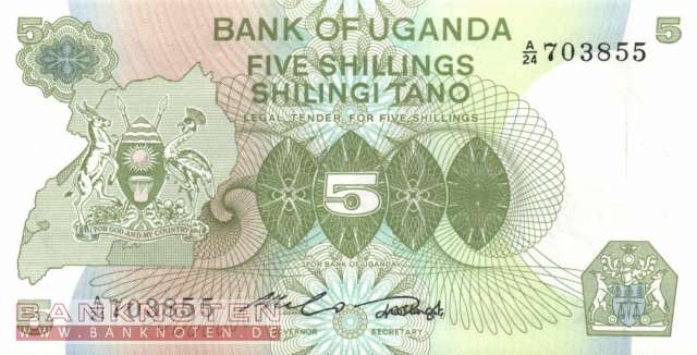 Uganda - 5  Shillings (#015_UNC)