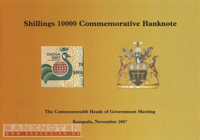 Uganda - 10.000  Shillings im Folder (#048F_UNC)