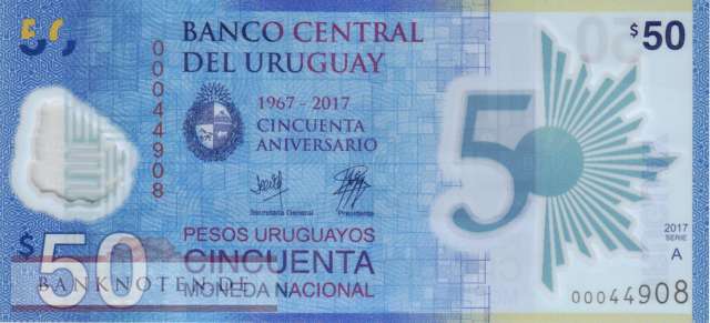 Uruguay - 50  Pesos Uruguayos - commemorative polymer (#100_UNC)