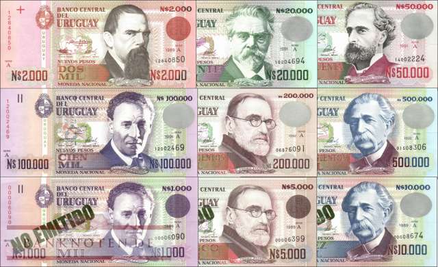 Uruguay: Serie Armonica (9 banknotes in folder)