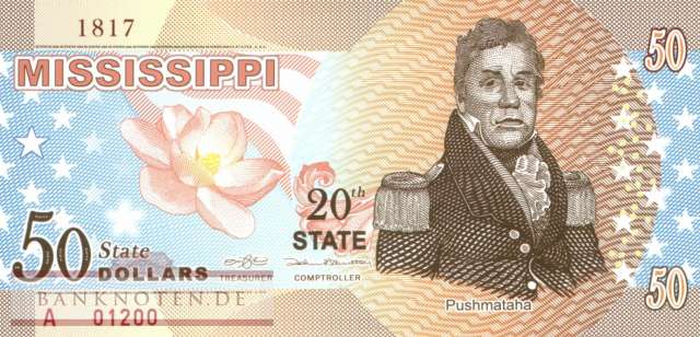 USA - Mississippi - 50  Dollars - Fantasiebanknote - Polymer (#1020_UNC)