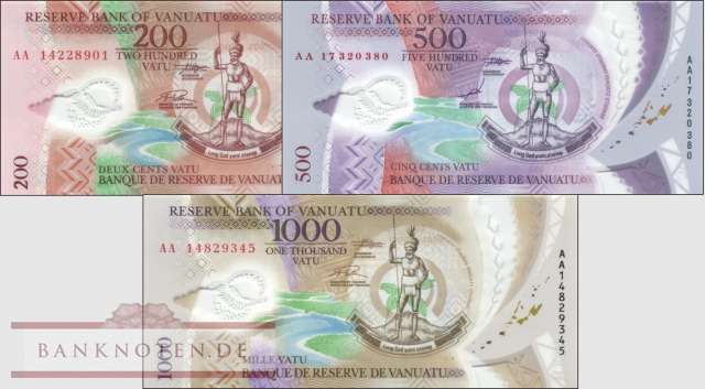 Vanuatu: 200 - 1.000 Vatu (3 Banknoten)