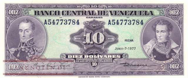 Venezuela - 10  Bolivares (#051f_UNC)