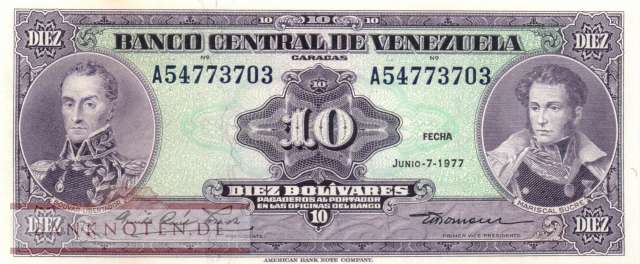 Venezuela - 10  Bolivares (#051f_AU)