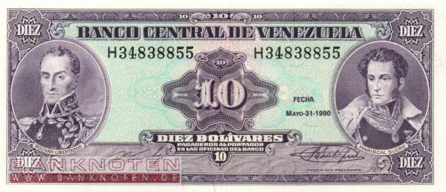 Venezuela - 10 Bolivares (#061b_UNC)