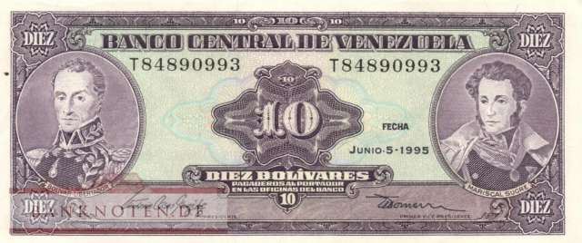 Venezuela - 10  Bolivares (#061d_XF)