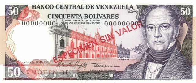 Venezuela - 50  Bolivares - SPECIMEN (#065eS_UNC)