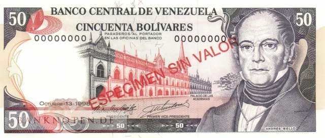 Venezuela - 50  Bolivares - SPECIMEN (#065gS_UNC)