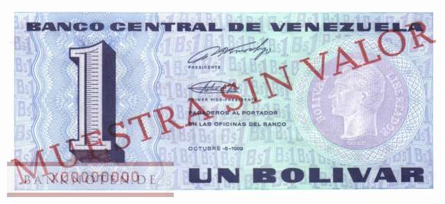Venezuela - 1  Bolivar - SPECIMEN (#068S_UNC)