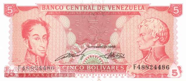 Venezuela - 5 Bolivares (#070b_UNC)