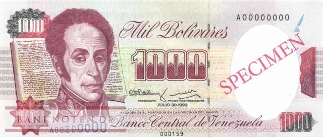 Venezuela - 1.000  Bolivares - SPECIMEN (#073bS_UNC)