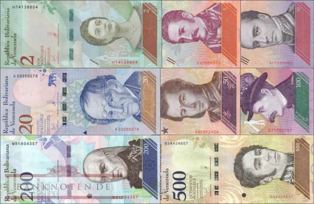 Venezuela: 2 - 500 Bolivares (8 Banknoten)