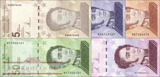 Venezuela: 5 - 100 Bolivares Digitales (5 Banknoten)