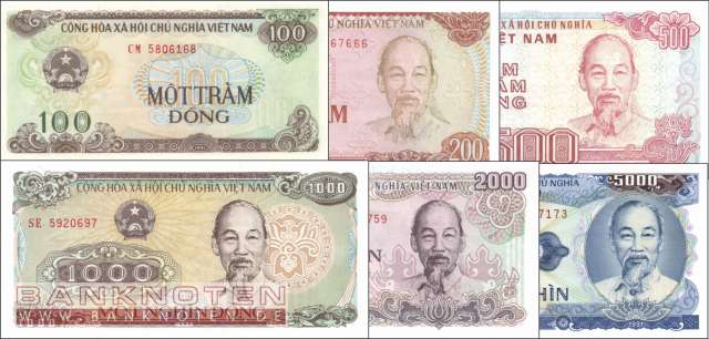 Vietnam: 100 - 5.000 Dong (6 Banknoten)