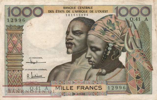 Ivory Coast - 1.000  Francs (#103Ac_F)
