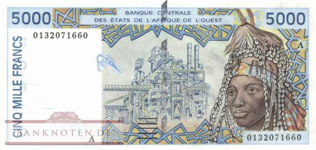 Elfenbeinküste - 5.000  Francs (#113Ak_AU)