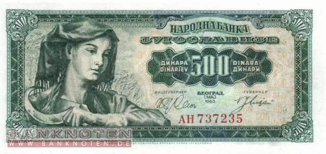Jugoslawien - 500 Dinara (#074a_UNC)