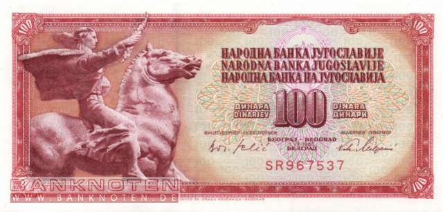 Yugoslavia - 100  Dinara (#080b_UNC)