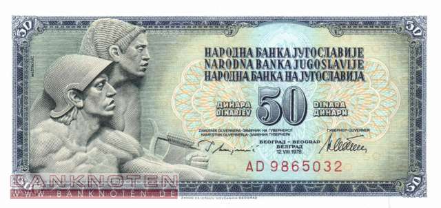 Yugoslavia - 50  Dinara (#089a_UNC)