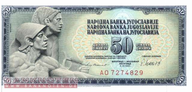 Yugoslavia - 50  Dinara (#089b_UNC)