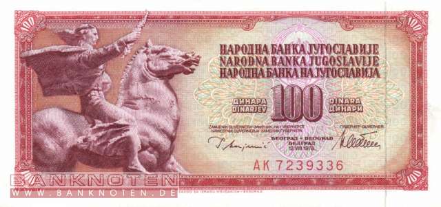 Jugoslawien - 100  Dinara (#090a_UNC)