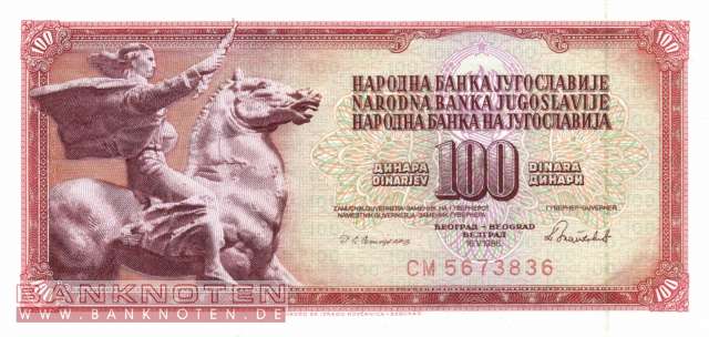 Yugoslavia - 100  Dinara (#090c_UNC)