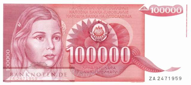 Yugoslavia - 100.000  Dinara - Replacement (#097R_UNC)