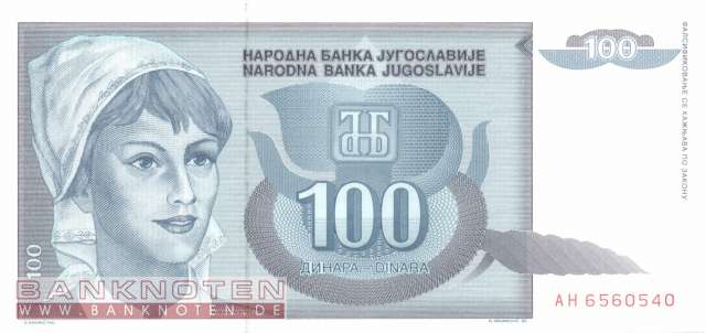 Jugoslawien - 100  Dinara (#112_UNC)