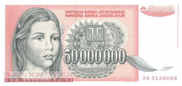 Jugoslawien - 50 Million  Dinara (#123_UNC)